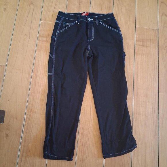 black with white stitching dickeys pants size 5/27 - Picture 1 of 7